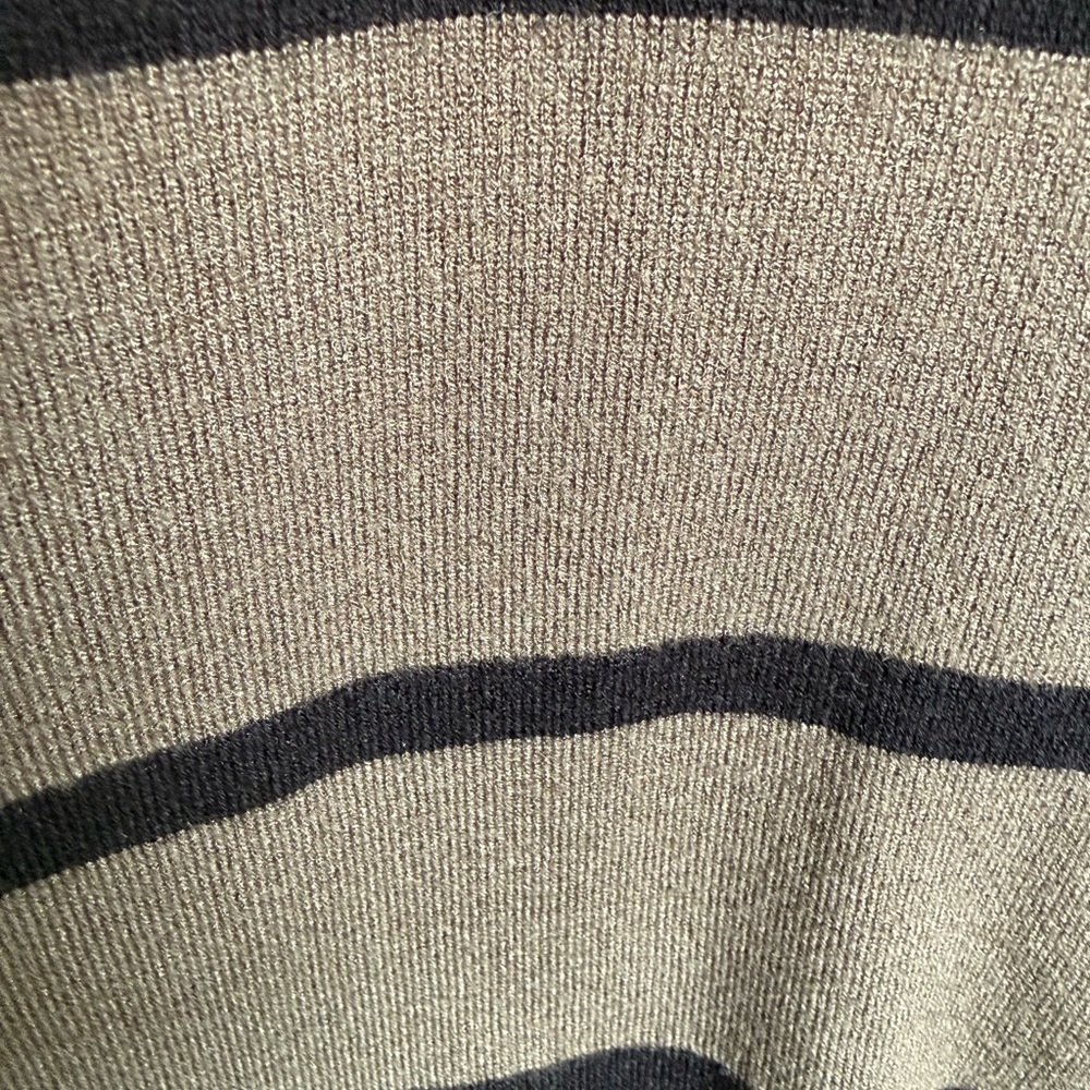 Bobeau Olive Green Striped Knit Polo V Neck Crop Sweater Size XL - Picture 2 of 8